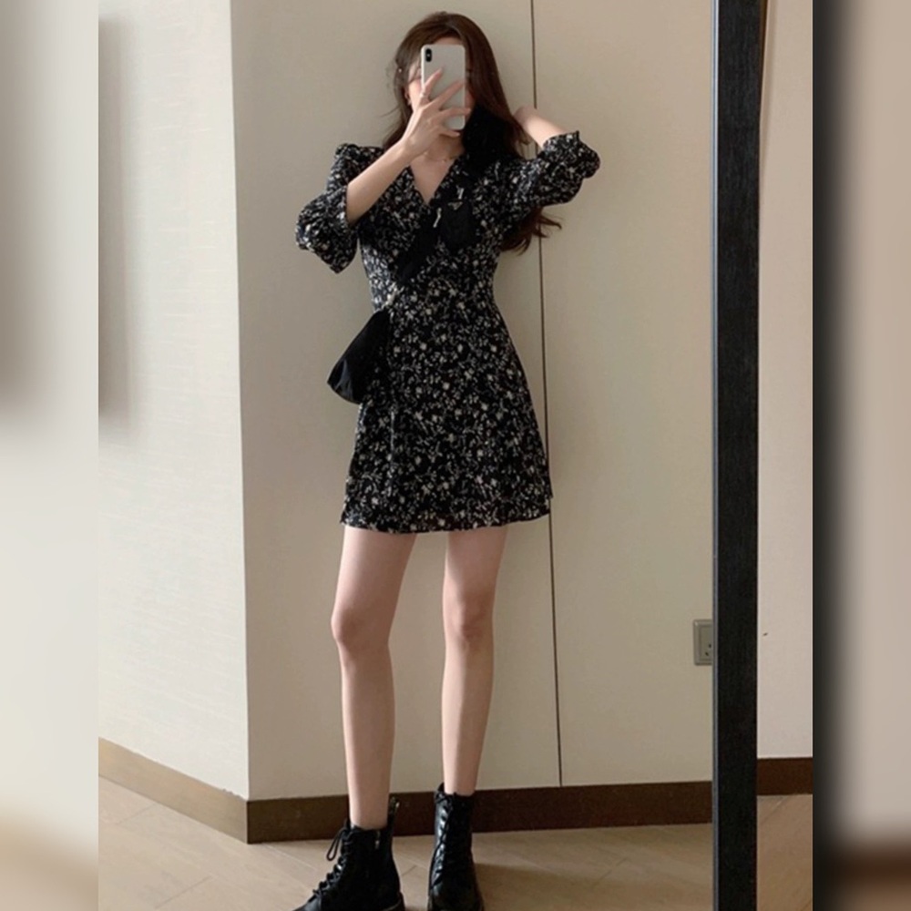 Elegant Black Floral Dress